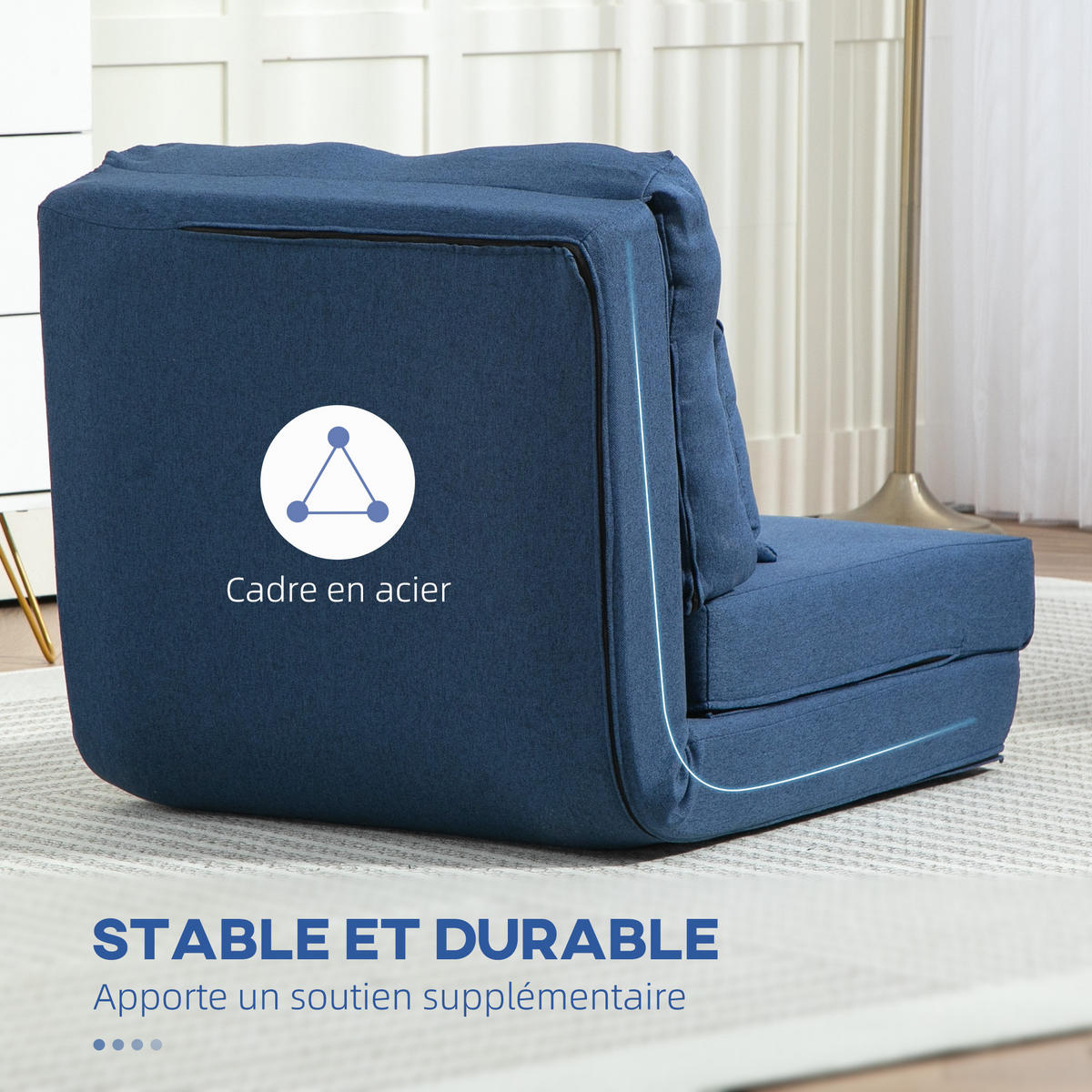 SCHLAFSESSEL DE-14581 mit 5-fach verstellbarer Rückenlehne Dunkelblau - Blau, Textil (80/56/60cm) - ComfortXL