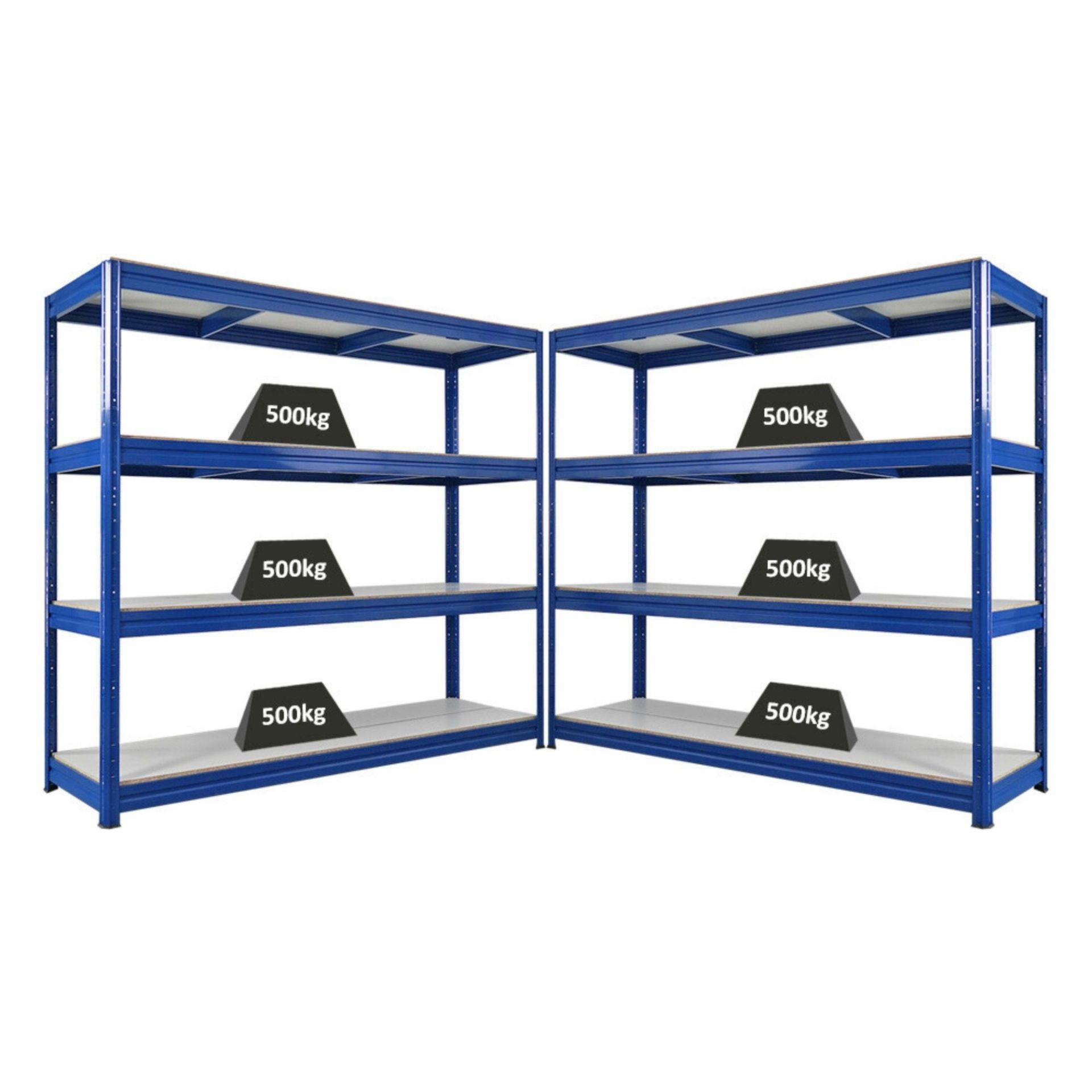 SCHWERLASTREGAL Dino 2er-Set 180x200x60cm Melamin-Ebenen Blau - Blau, Metall (400/180/60cm) - PROREGAL