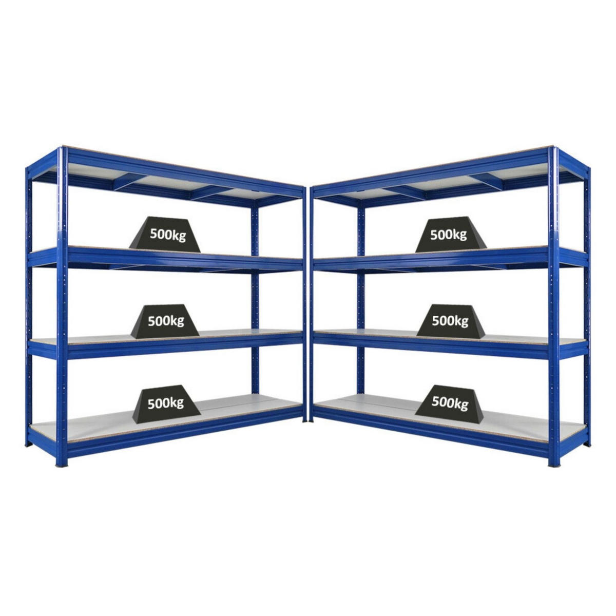 SCHWERLASTREGAL Dino 2er-Set 180x200x60cm Melamin-Ebenen Blau - Blau, Metall (400/180/60cm) - PROREGAL