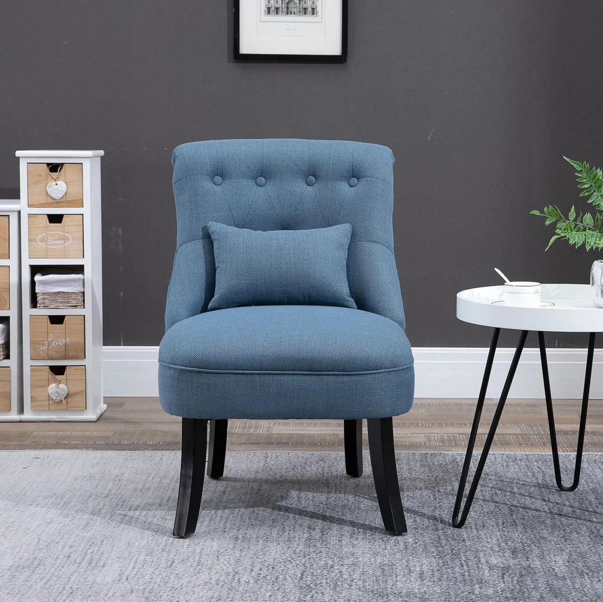 SESSEL 52.5/77/69 cm Blau aus Linen mit waschbarem Bezug - Blau, Textil (69/77/52.5cm) - OKMYHOME