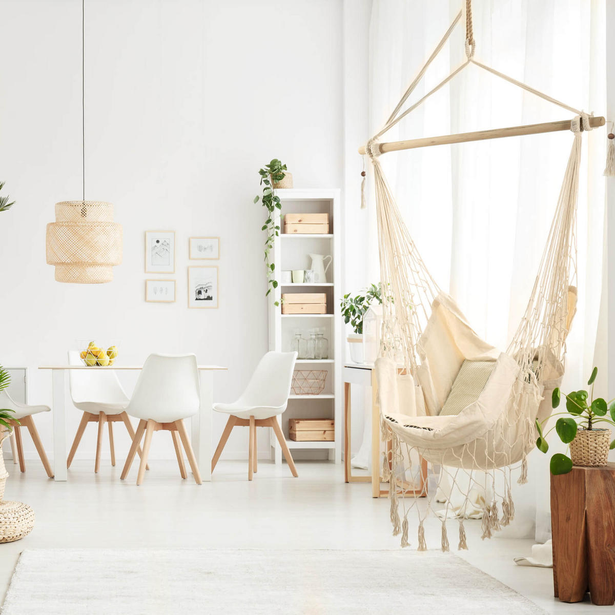 HÄNGESESSEL Beige 130/90/130 cm - Beige, Naturmaterialen (130/130/90cm) - Mobili Rebecca