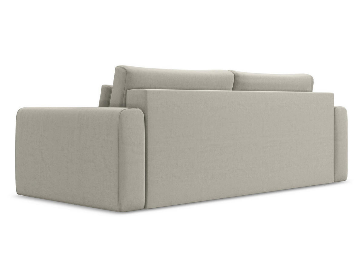 3-SITZER SOFA mit Schlaffunktion Samt Stoff Creme - Perlmutt/Creme, Kunststoff/Textil (238/82/105cm) - Makamii