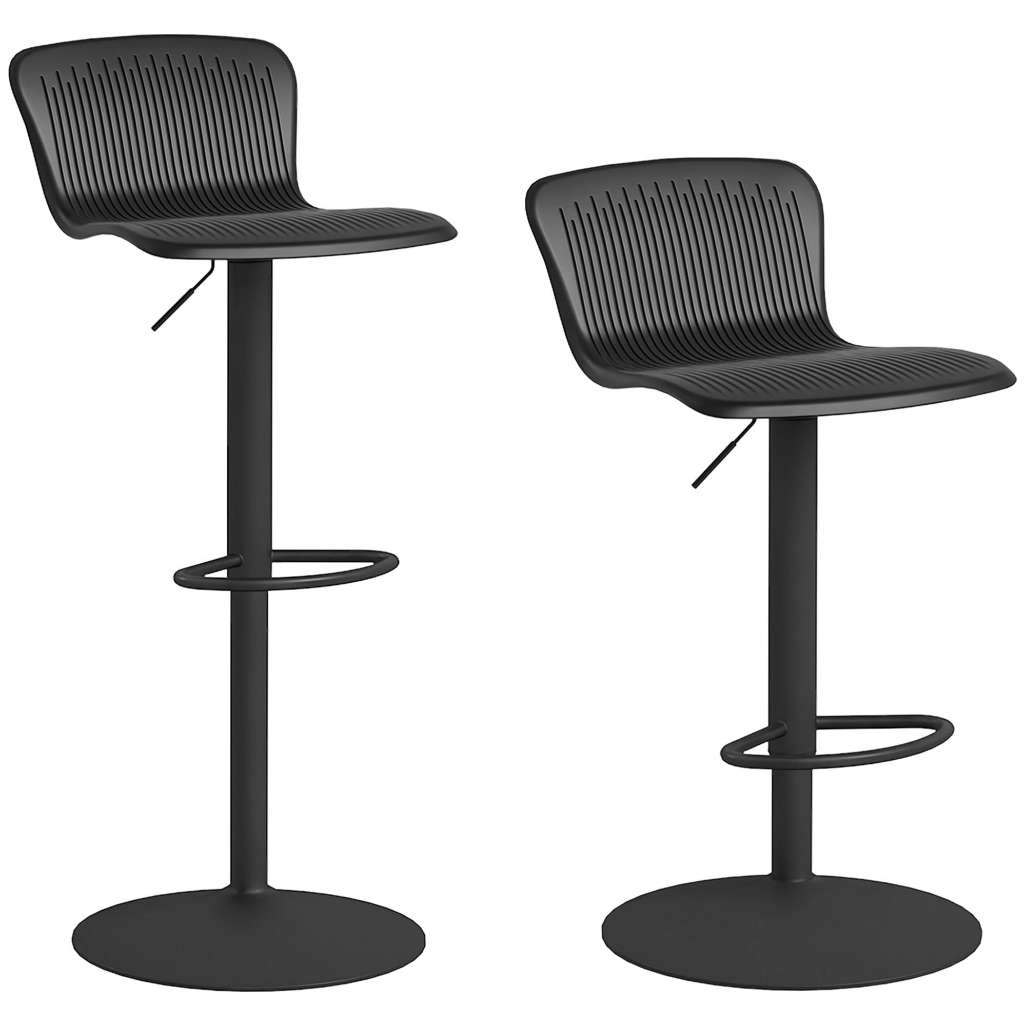 BARHOCKER 2er-Set DE-14772 höhenverstellbar mit Rückenlehne und Fußstütze Schwarz - Schwarz, Metall (38.5/97.5/40cm) - ComfortXL