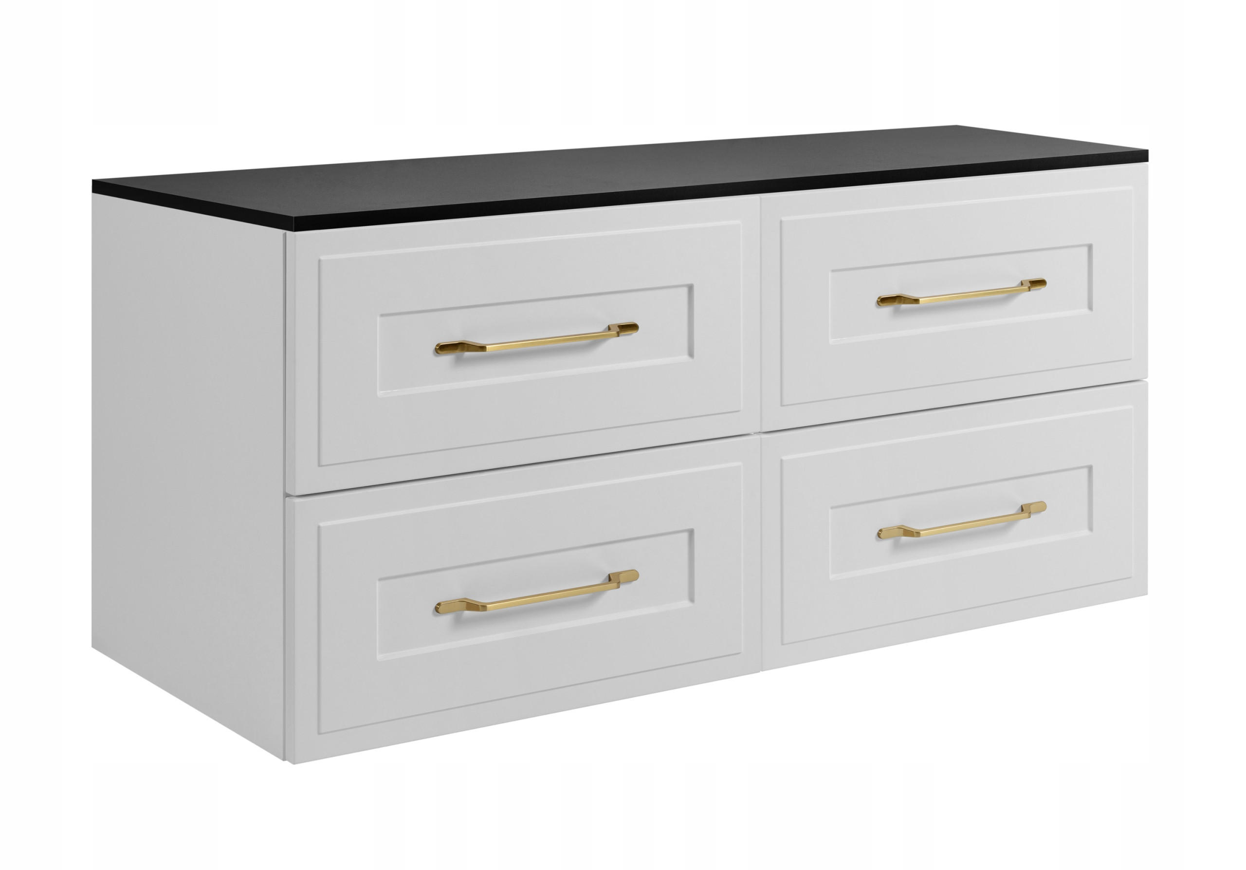 WASCHBECKUNTERSCHRANK CLASSIC 160cm mit Arbeitsplatte Farbe: Matt Schwarz Matt Weiß - Schwarz/Weiß, Holzwerkstoff (160/58/46cm) - Rodan