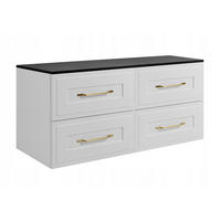 WASCHBECKUNTERSCHRANK CLASSIC 160cm mit Arbeitsplatte Farbe: Matt Schwarz Matt Weiß - Schwarz/Weiß, Holzwerkstoff (160/58/46cm) - Rodan