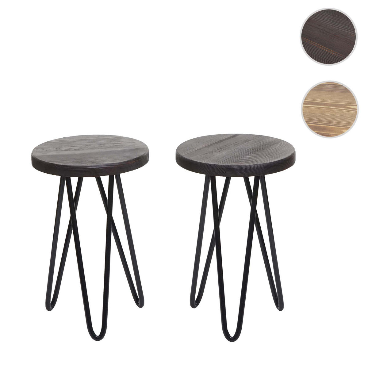 BEISTELLTISCH rund Dunkelbraun, Schwarz 2er-Set - Dunkelbraun/Schwarz, Holz (25/25/40cm) - MCW