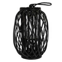 LATERNA Ried 40x26 cm černá s uchem a skleněnou vložkou - černá, přírodní materiály (26/40/26cm) - ECD-Germany