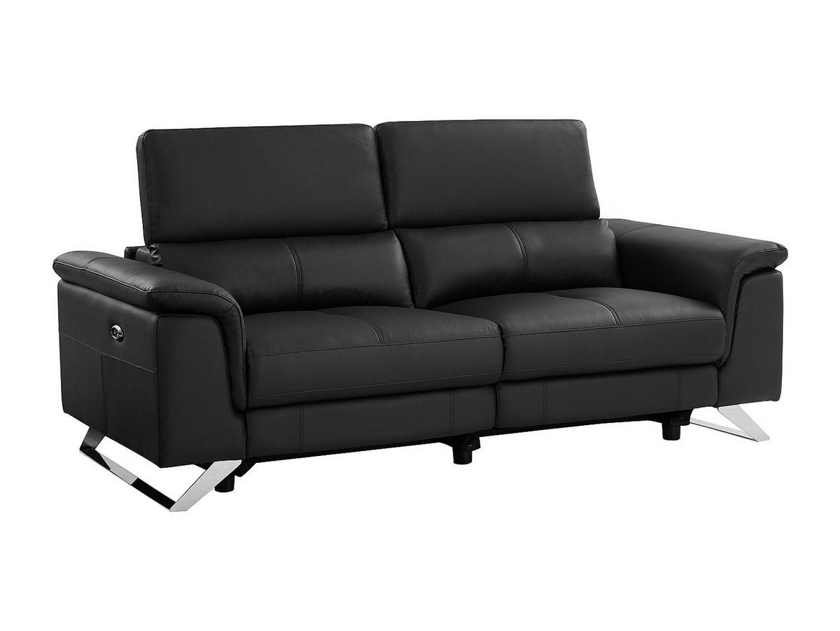 RELAXSOFA - 3 Personen - leder - schwarz Breyt - Schwarz, Leder (220/77/108cm) - Vente-Unique