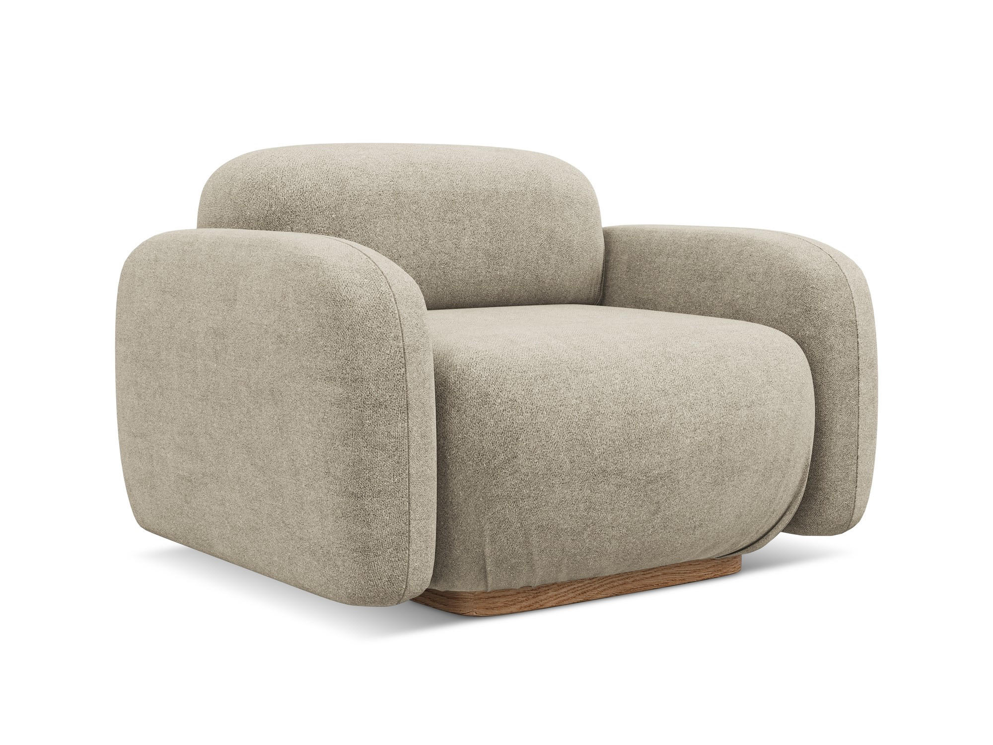 SESSEL Bouclé Stoff Beige - Beige/Braun, Holz/Textil (110/73/95cm) - Makamii