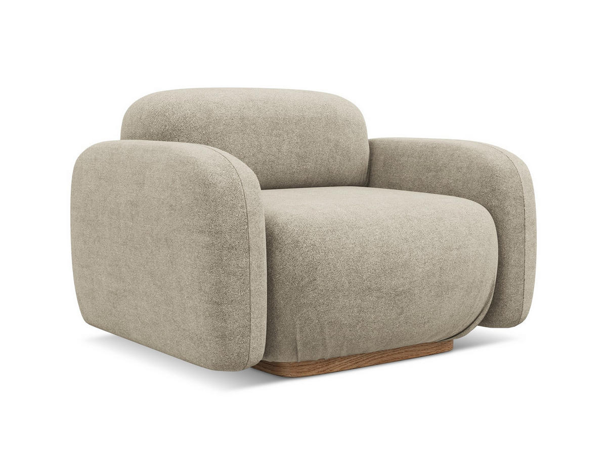 SESSEL Bouclé Stoff Beige - Beige/Braun, Holz/Textil (110/73/95cm) - Makamii