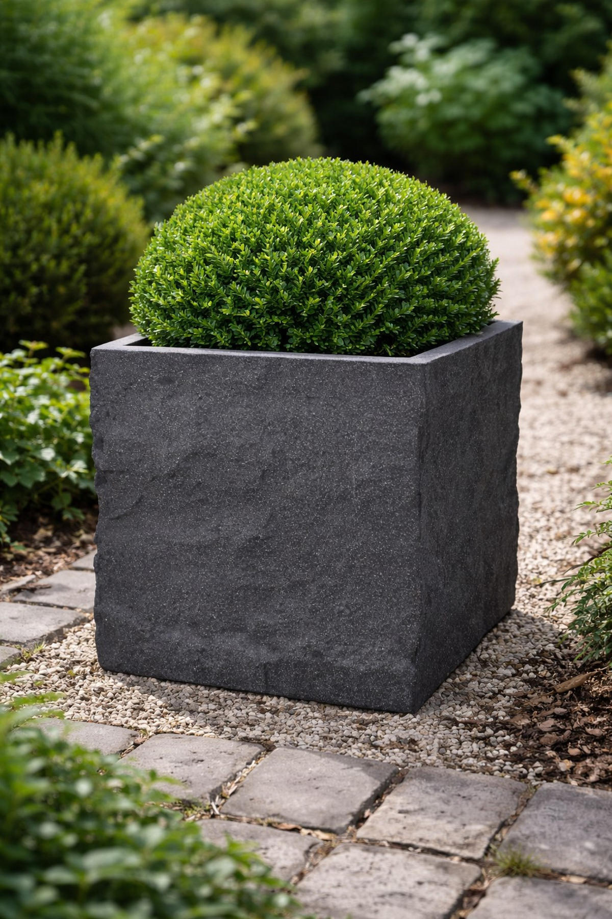 PFLANZKASTEN The Rock 36x35 cm, Steinoptik Anthrazit, Fiberstone - Anthrazit, Kunststoff (36/35/36cm) - dasmöbelwerk