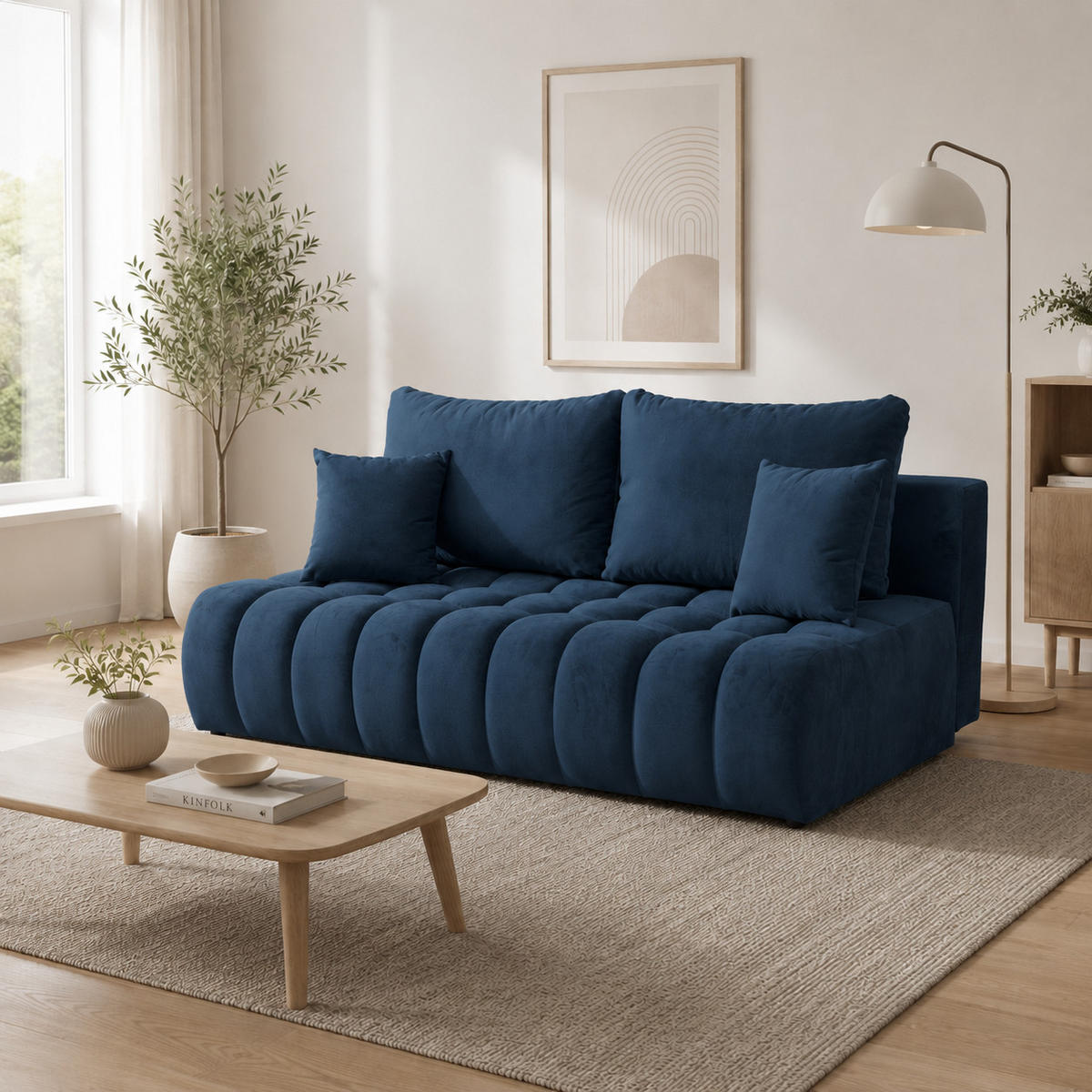 SOFA 200 cm in Marineblau - Dunkelblau, Textil (200/92/115cm) - Home Collective