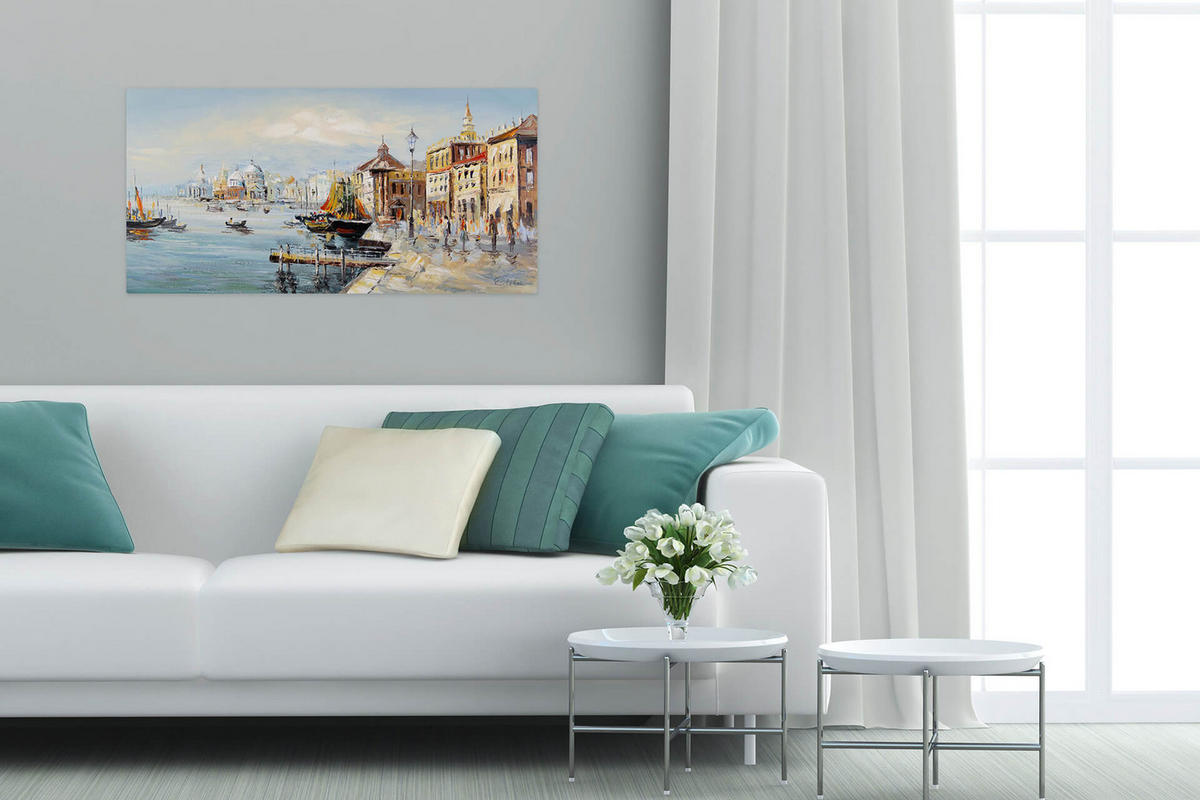 ÖLGEMÄLDE 100/50 cm - Blau, Holz/Textil (2.38/50cm) - KUNSTLOFT