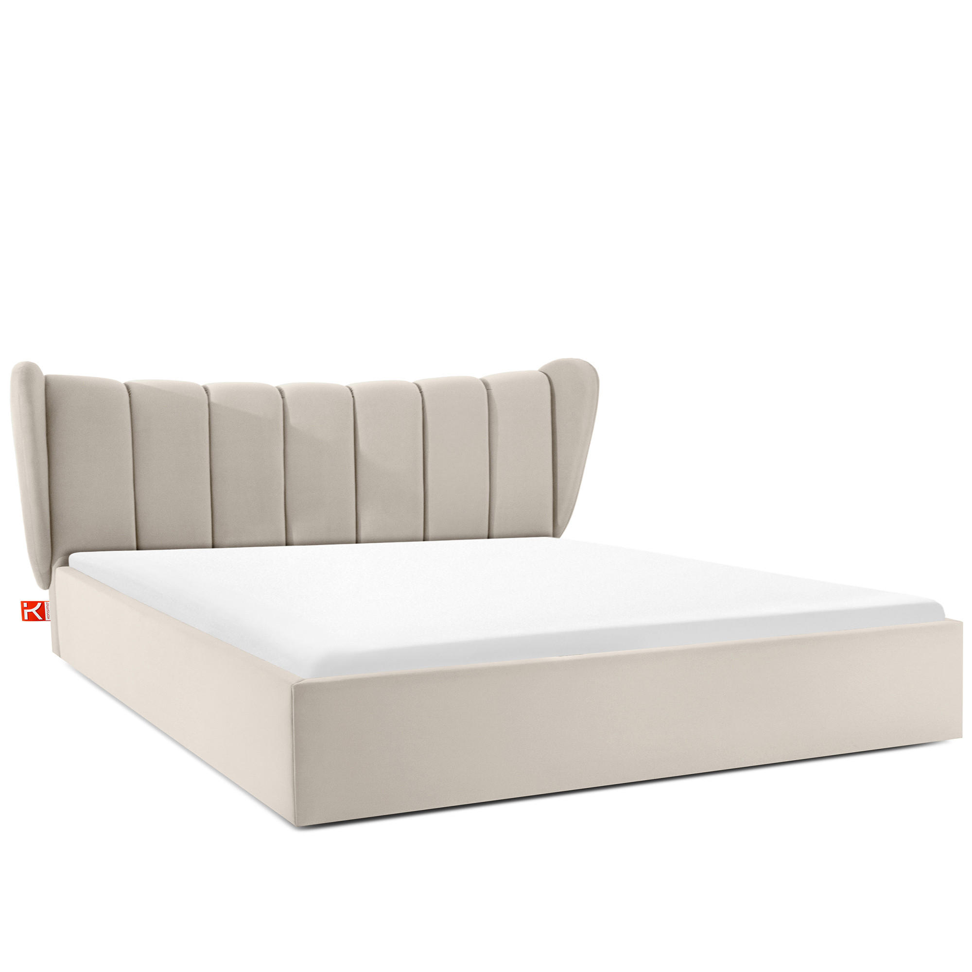 POLSTERBETT GIZO, Muschel-Design - Creme/Schwarz, Holz/Holzwerkstoff (202/204cm) - KONSIMO®