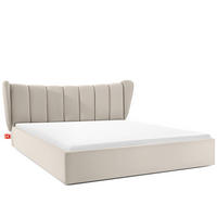 POLSTERBETT GIZO, Muschel-Design - Creme/Schwarz, Holz/Holzwerkstoff (202/204cm) - KONSIMO®