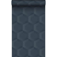 TAPETE 3D Wabenmuster 53 cm x 10.05 m - Blau, Papier (53/1000cm) - Origin Wallcoverings