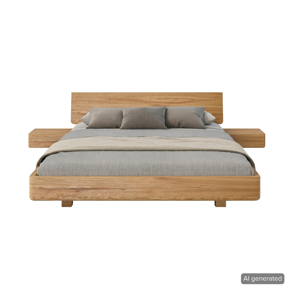 MASSIVHOLZBETT Lena mit 2 Nachttischen, 120/200, Eiche - lackiert, Naturfarben - Eichefarben, Eichenholz/Holz (120/200cm) - Visby