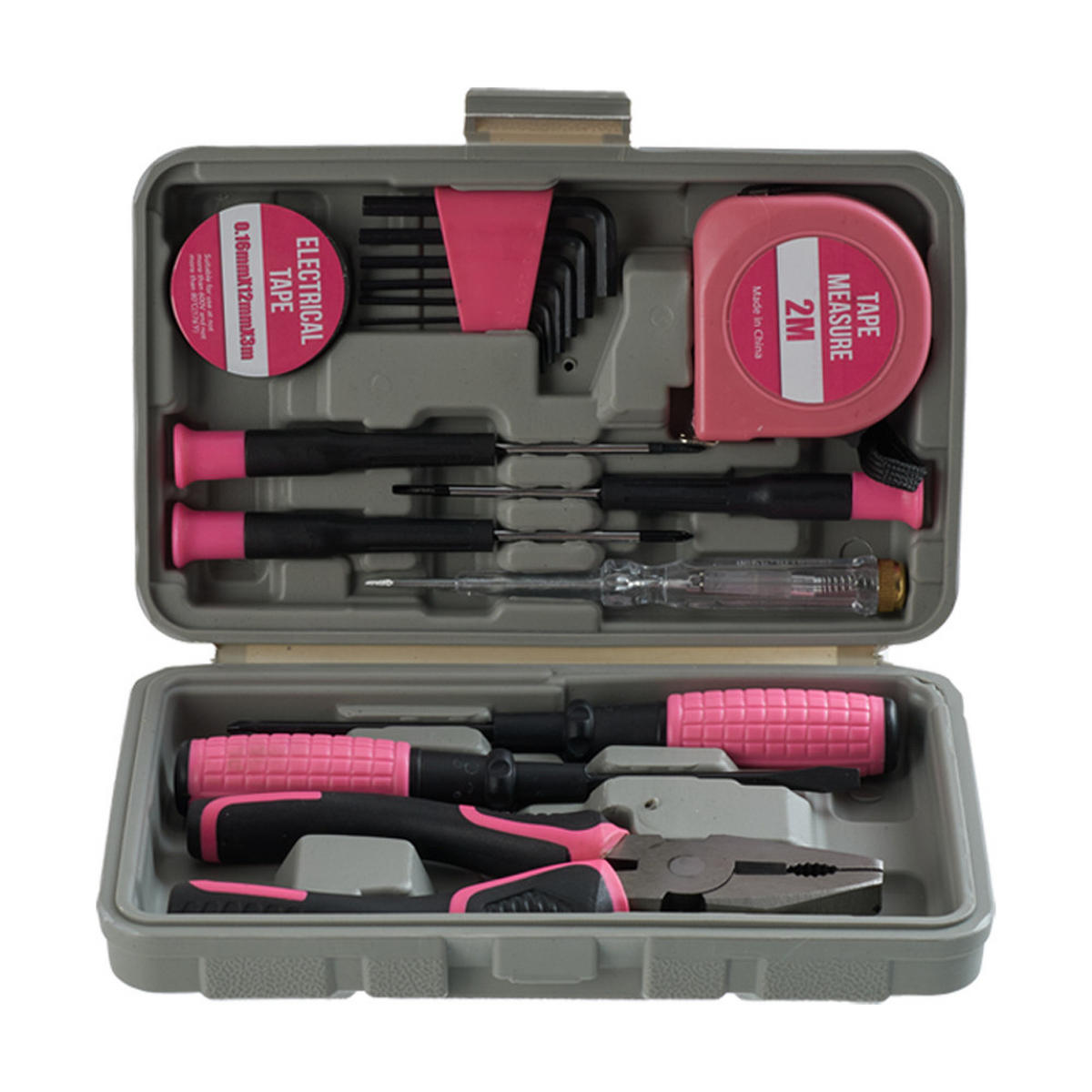 WERKZEUGSATZ 15-tlg. in Rosa Haushalts-Werkzeugset mit Koffer aus Stahl - Pink, Metall (12/20/5cm) - Livingandhome