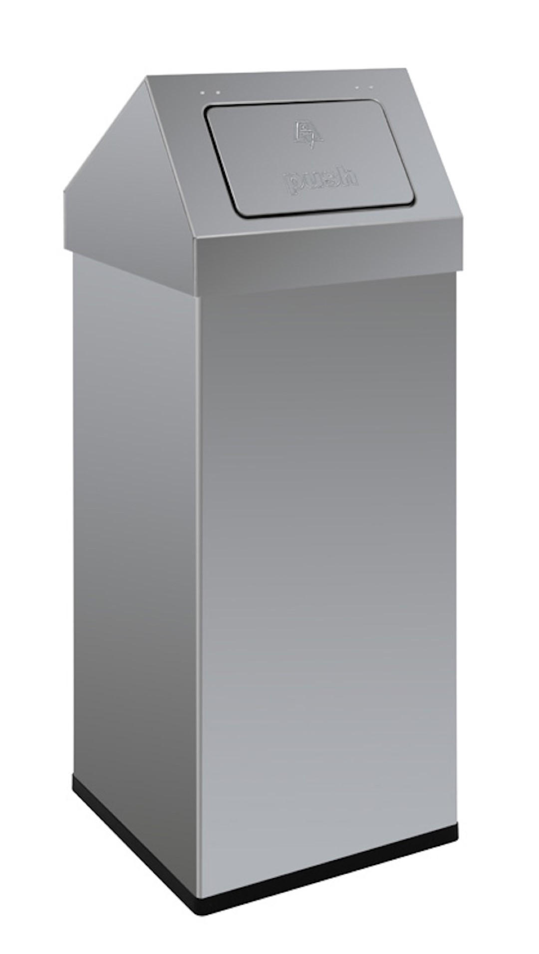 ABFALLSAMMLER Eckiger Edelstahl Abfallbehälter Haiti Mit Push Deckel 110 Liter 100 x 39 x 39 cm Silber - Silberfarben, Metall (39/100/39cm) - PROREGAL