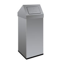 ABFALLSAMMLER Eckiger Edelstahl Abfallbehälter Haiti Mit Push Deckel 110 Liter 100 x 39 x 39 cm Silber - Silberfarben, Metall (39/100/39cm) - PROREGAL