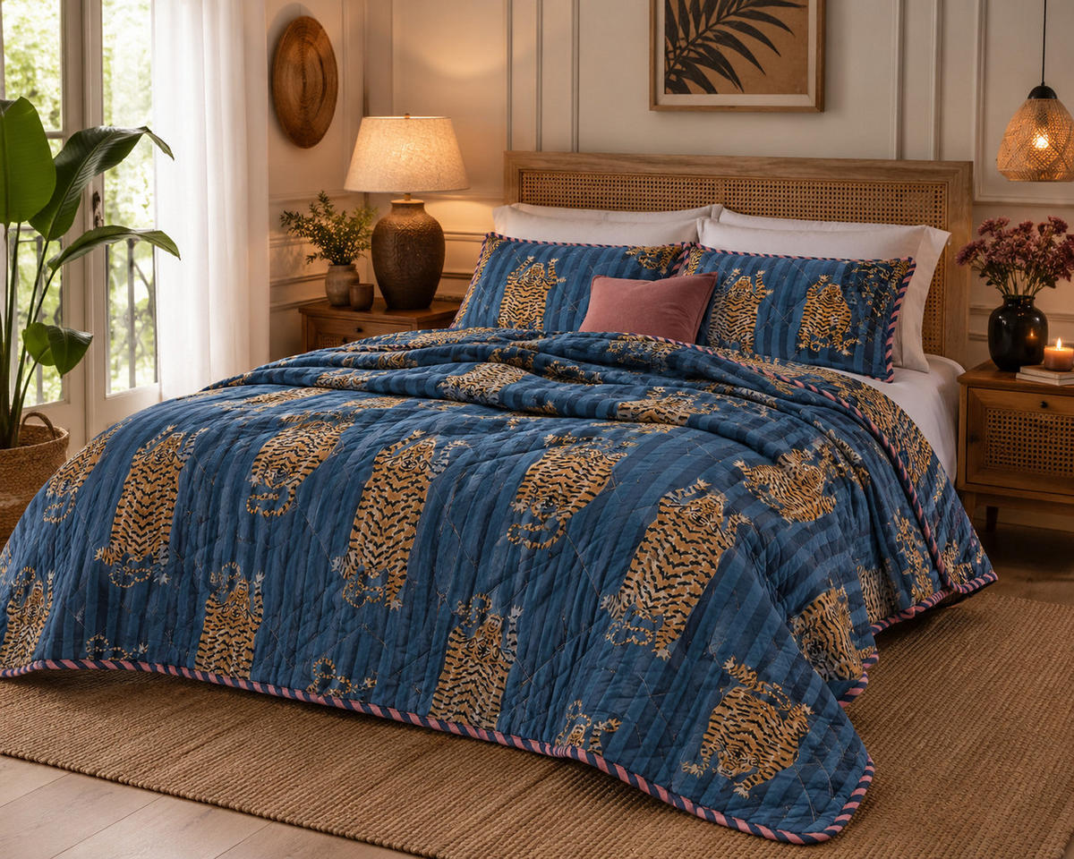 WOHNDECKE Baumwolle 140x220 cm Quilt-Optik – Gesteppt, Weich & Modern - Multicolor, Naturmaterialien (140/220cm) - AU Maison