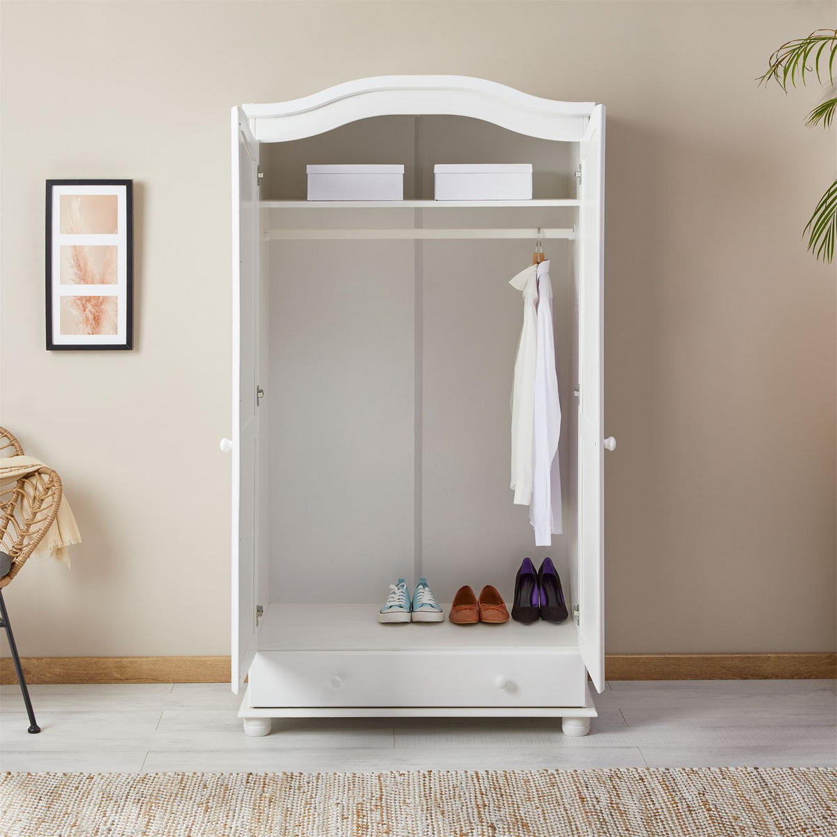 GARDEROBENSCHRANK BERGEN - Weiß, Holz (97/183/54cm) - IDIMEX