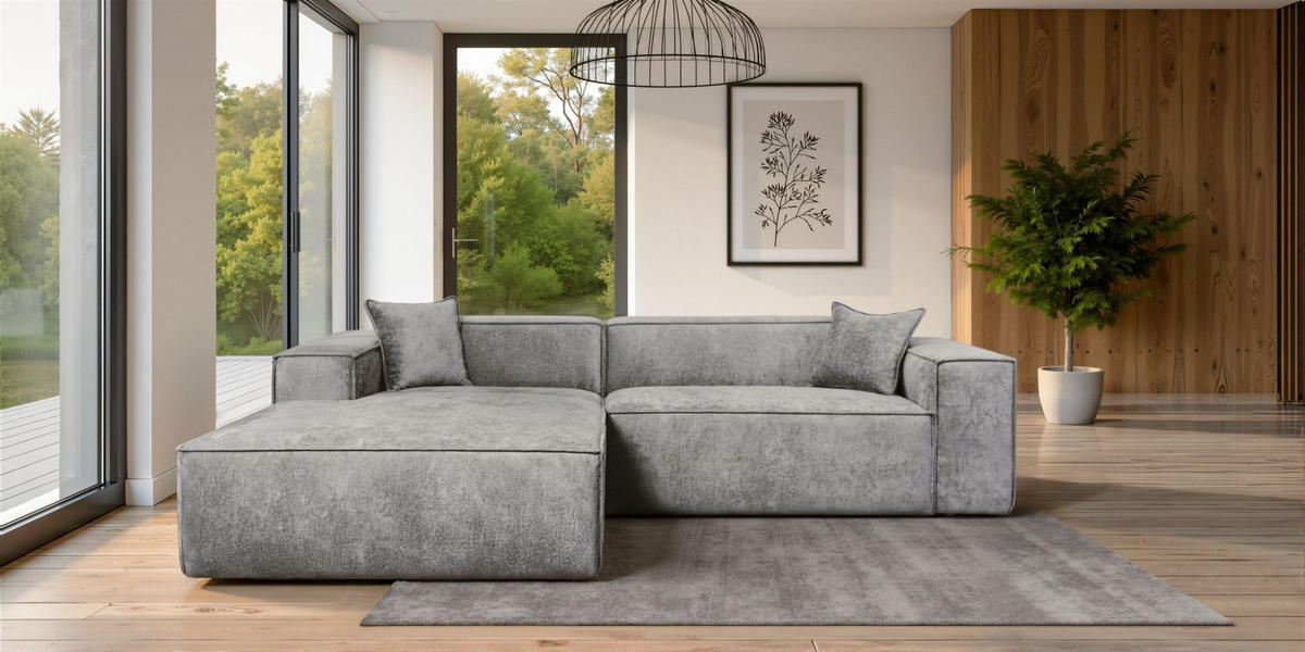 ECKSOFA Carlota - Grau, Holzwerkstoff/Textil (192/270cm) - Fun Möbel
