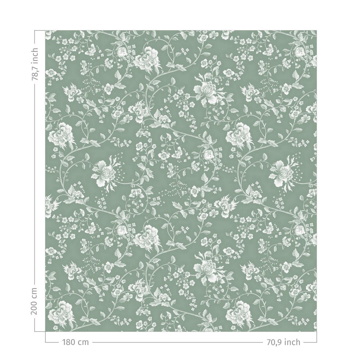 DUSCHVORHANG Blumenranken auf Grün 180/200 cm - Grün, Textil (180/200cm) - Bilderwelten