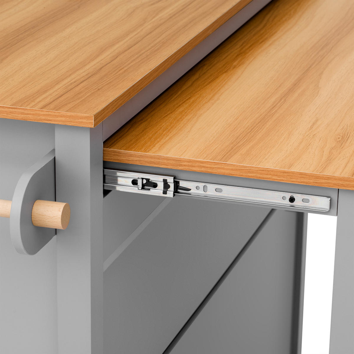 KÜCHENINSEL DE-41118 120/40-75/92 cm mit Ladestation Grau - Grau, Holzwerkstoff (120/92/40cm) - ComfortXL