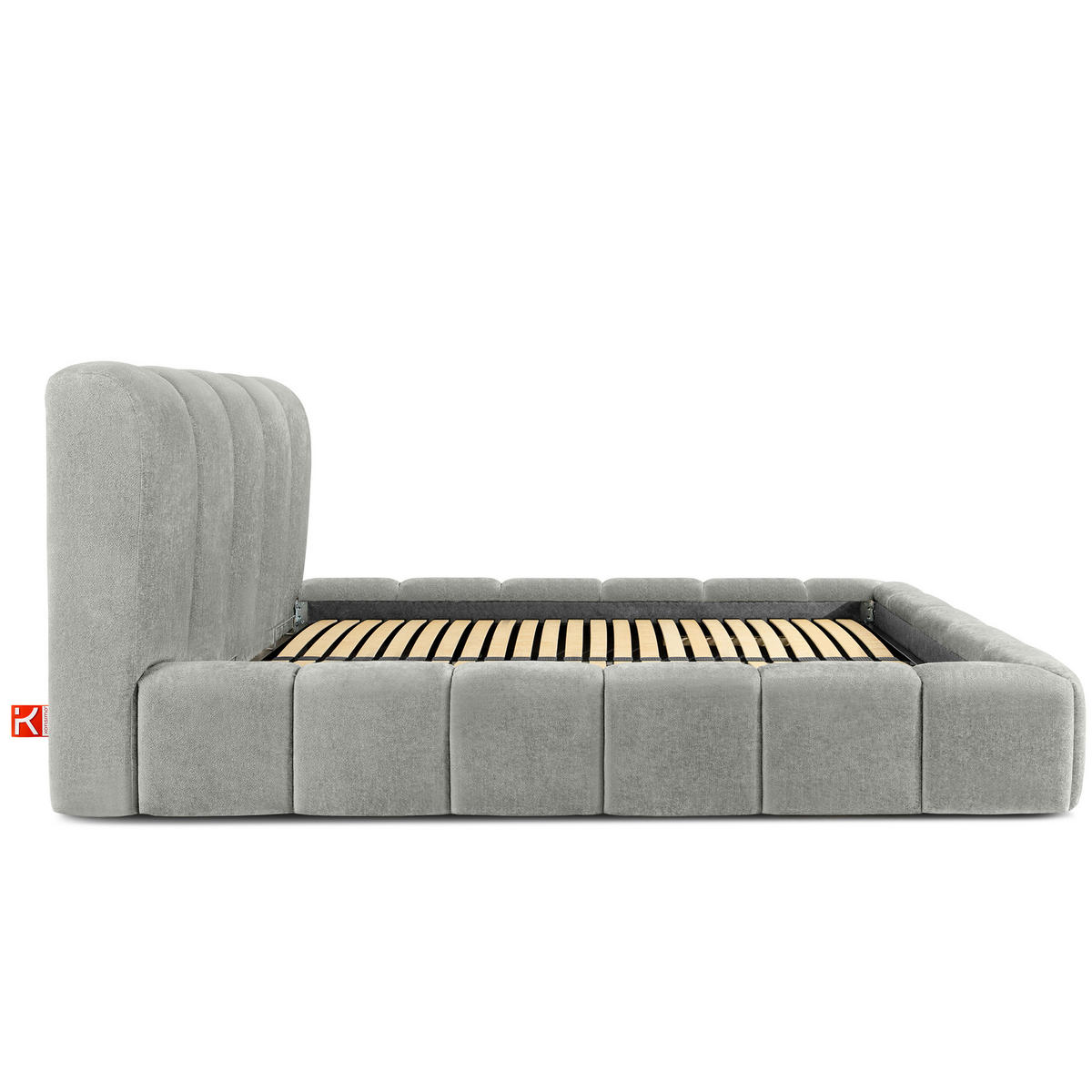 POLSTERBETT MERIDE Chenille, Hellgrau - Hellgrau/Schwarz, Holz/Textil (160/200cm) - KONSIMO®