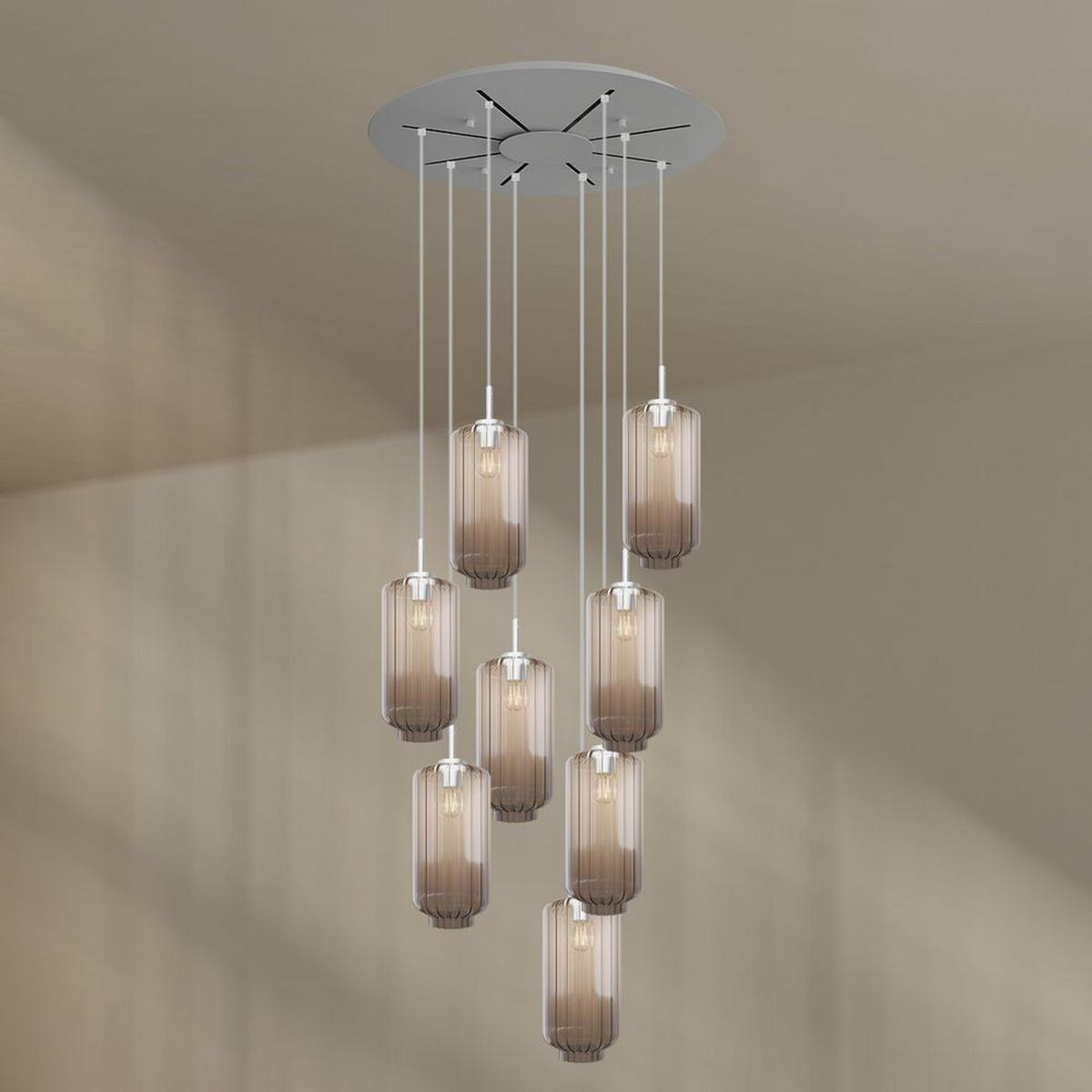 GALERIELEUCHTE Velo 8-flammig Klar Ø 18cm - Klar/Weiß, Glas (18/18/33cm) - s.luce