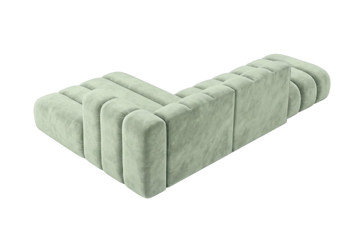 ECKSOFA Modulares In L-Form Mit Hocker, Velvet-Stoff Riviera, Mintz, Links, GRAND Mini - Mintgrün, Holz (295/179cm) - Kaiser Möbel