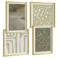 BILDER SET 4er Set - 50x50 cm & 40x60 cm Goldrahmen - Abstrakte Boho-Muster - Goldfarben, Kunststoff (50/50cm) - TULUP