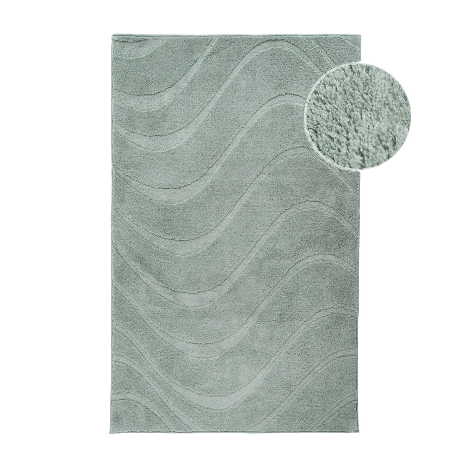 BADTEPPICH Waschbar Bath Waves 400 Jade-Grün 40x60 cm - Grün, Textil (40/60cm) - carpet city