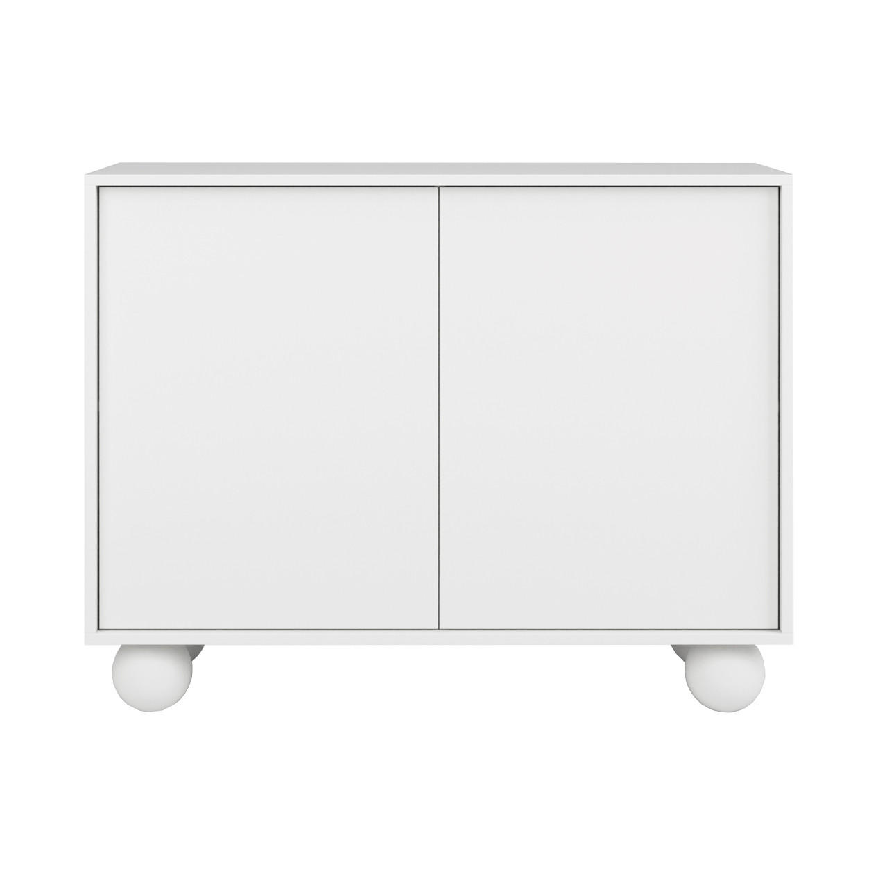 Beautysofa KOMODA Adel se 2 dvířky a kulatými nožkami, 104 cm, bezúchytková, bílá