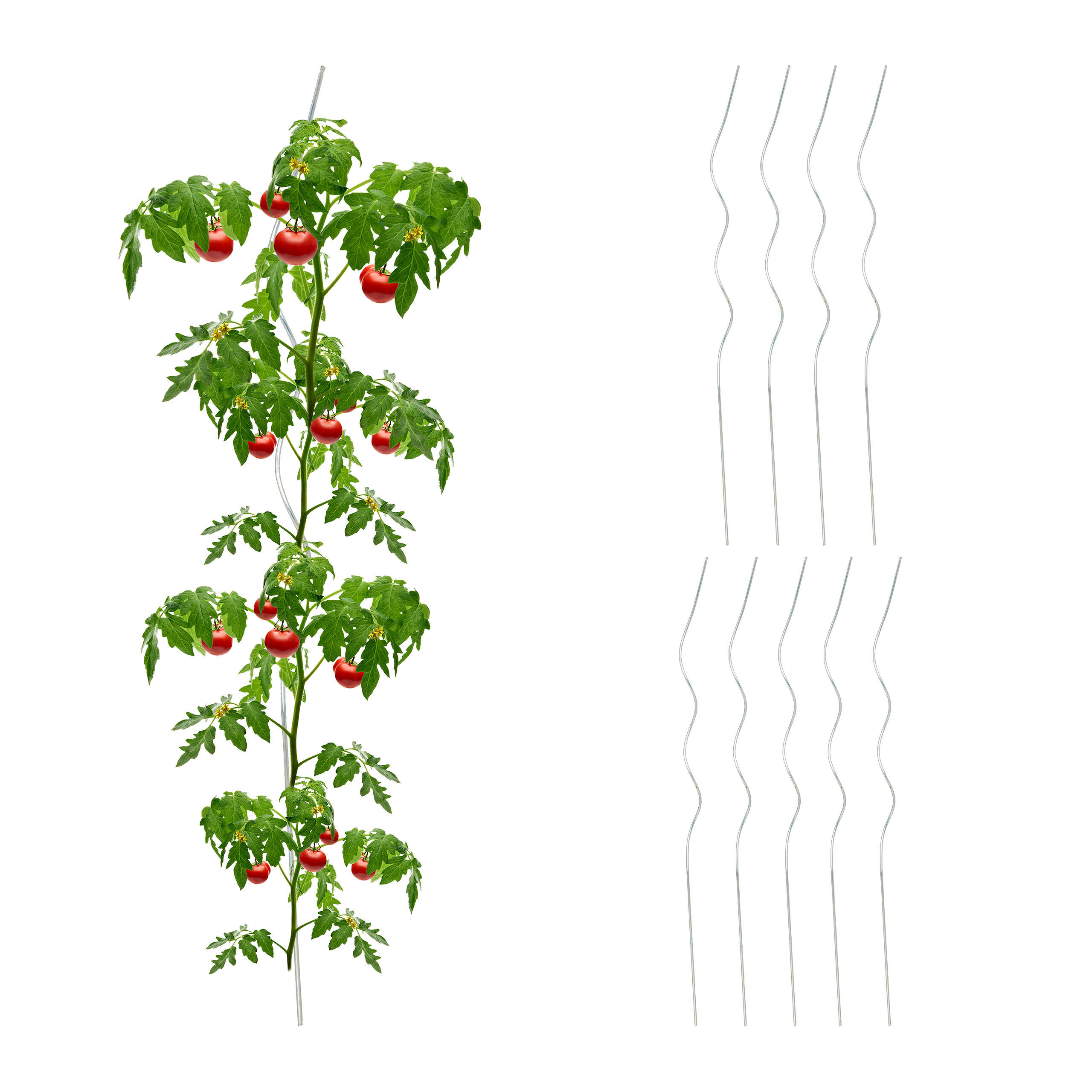 Relaxdays SPIRÁLA Stříbrná 10-kusový set pozinkovaná ocel 90 cm