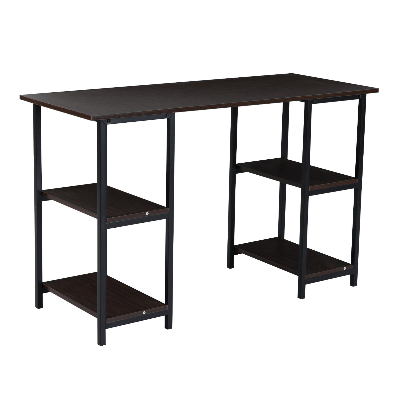 SCHREIBTISCH STUDIO Regal Nussbaum-Optik schwarze Metall-Beine - Braun, Holzwerkstoff (120/48/75cm) - SVITA