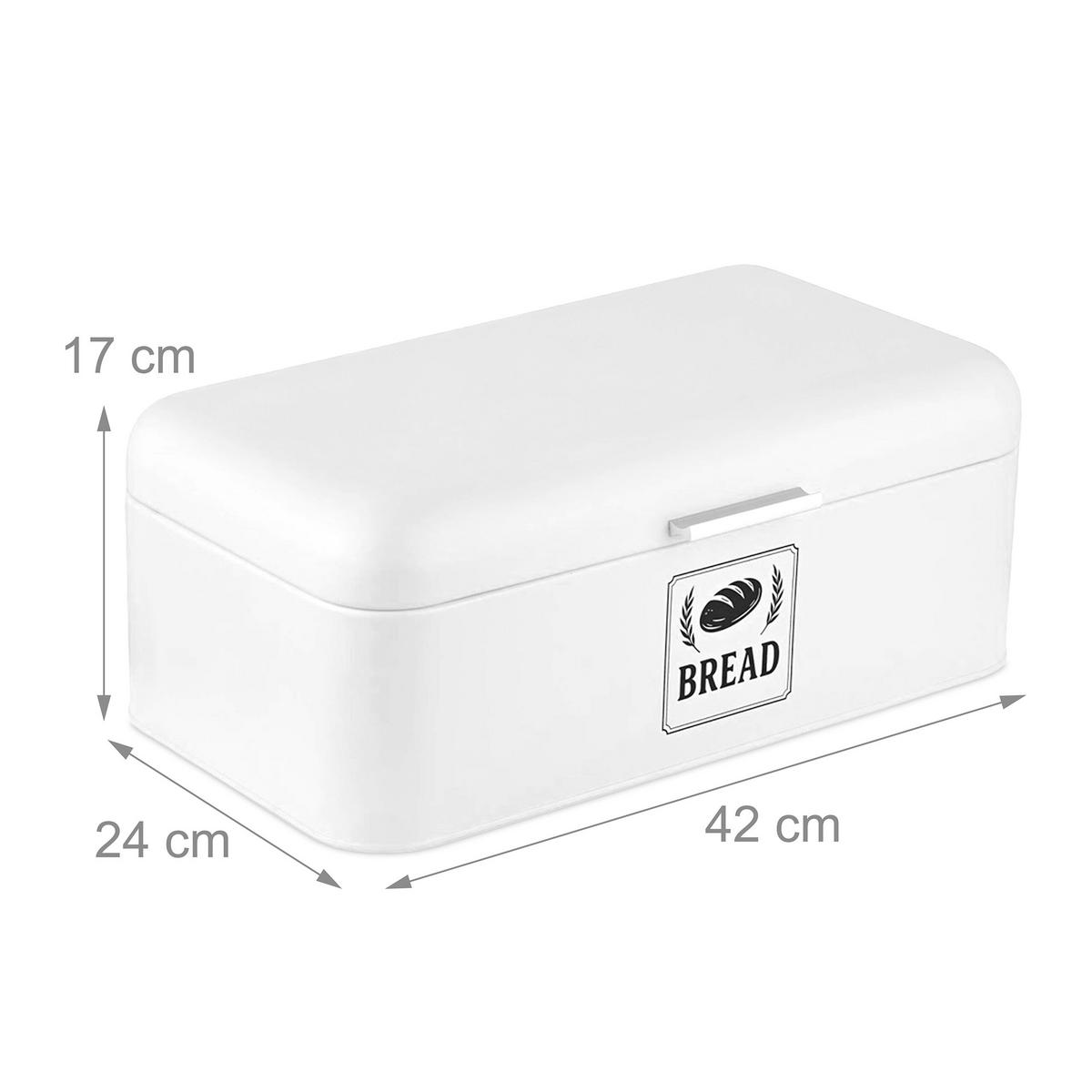 BROTKASTEN - Weiß, Metall (42/17/24cm) - Relaxdays