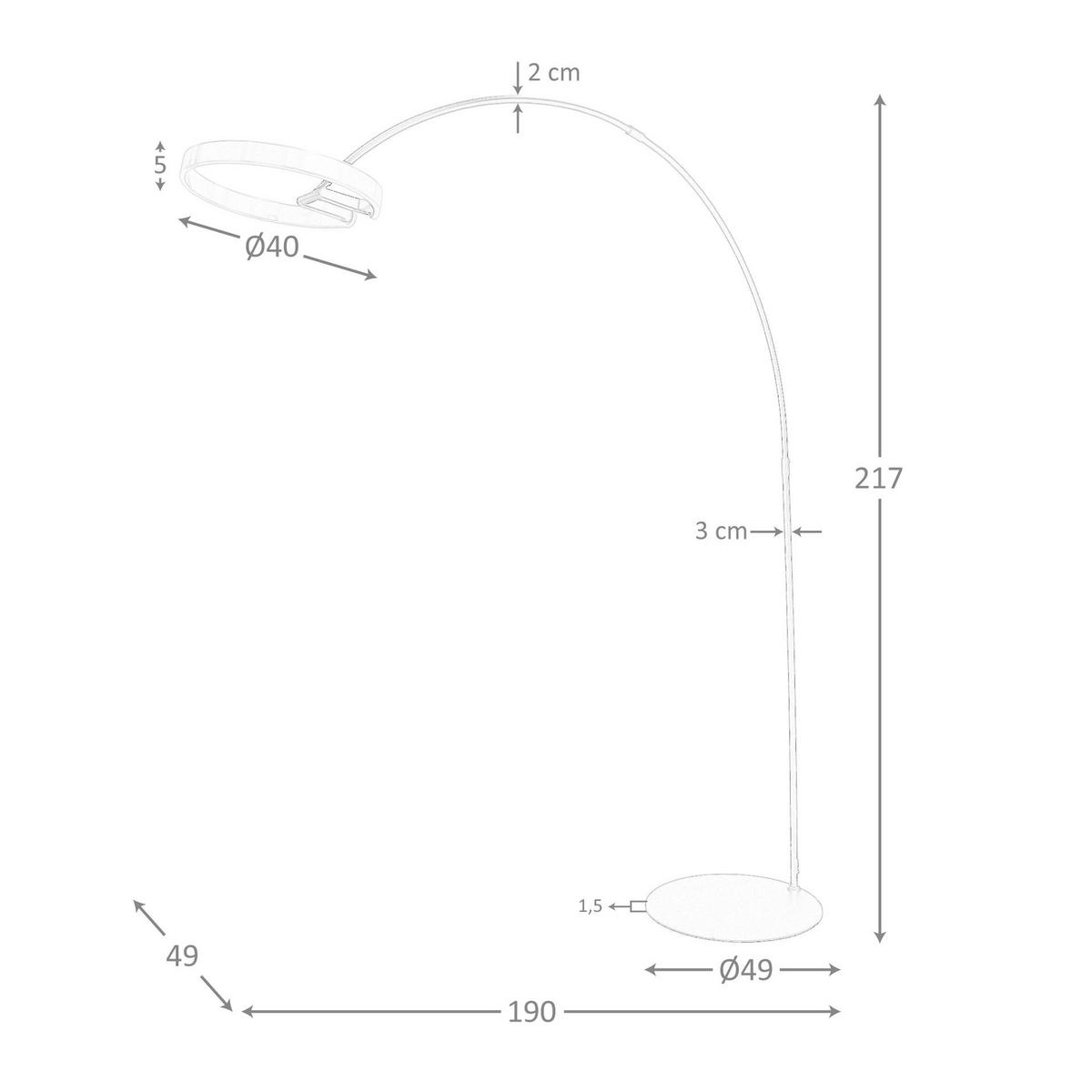 STELEUCHTE aus poliertem goldfarbenem Stahl und schwarzem Stahl 190/49/217 cm - Schwarz, Metall (49/190/217cm) - The Lumine