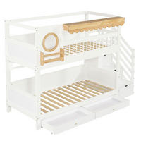 ETAGENBETT 90/200 cm DE-02264, in Weiß, mit Treppenschrank, 2 Schubladen und 2m Regal - Weiß, Holz/Holzwerkstoff (90/200cm) - ComfortXL