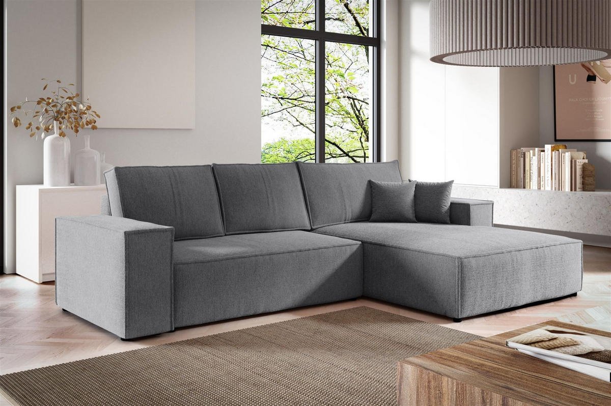 ECKSOFA Levio - Grau, Holzwerkstoff/Textil (294/185cm) - Fun Möbel