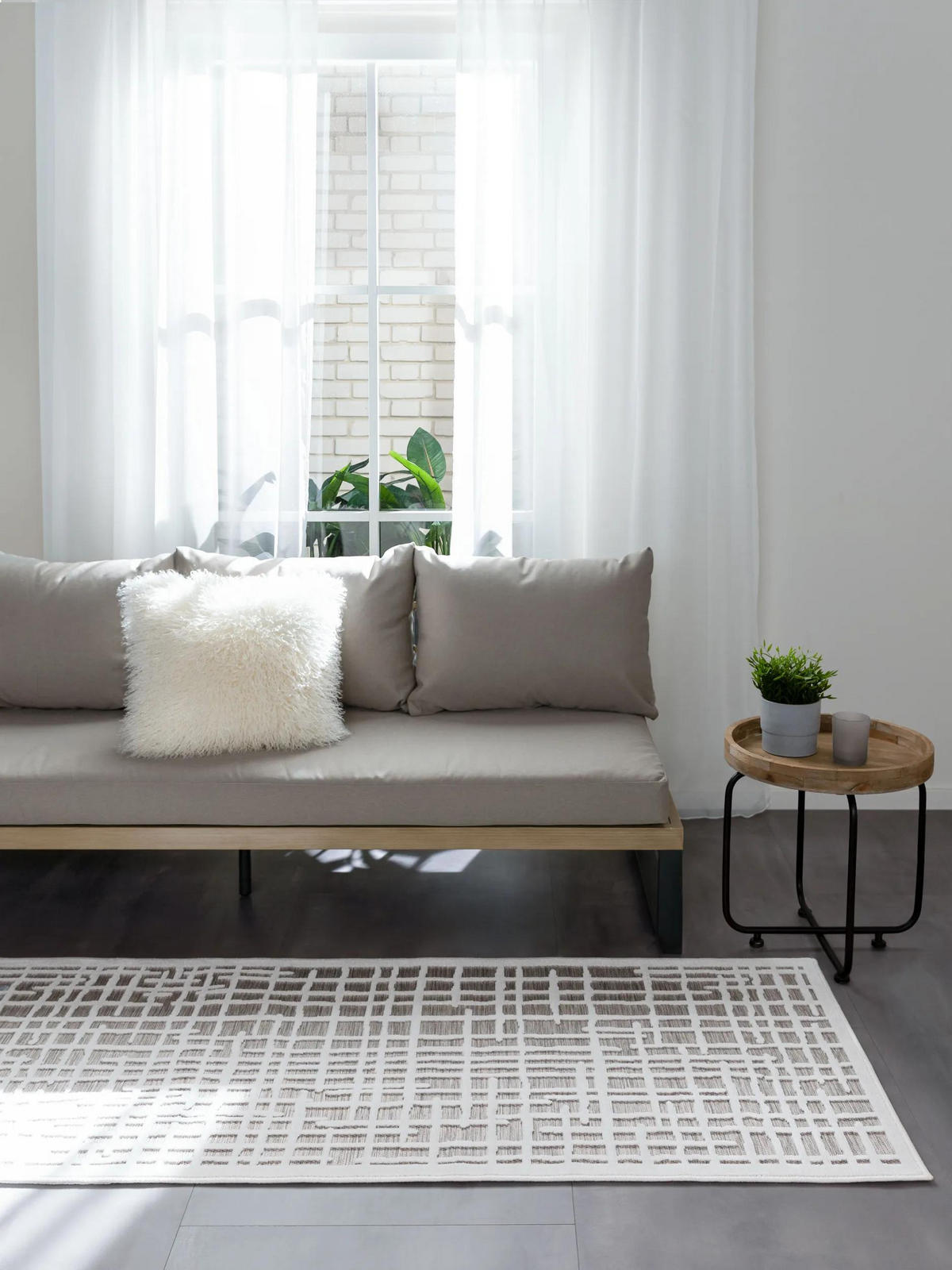 OUTDOORLÄUFER Flora Beige 80x300 cm - Creme, Kunststoff (80/300cm) - benuta