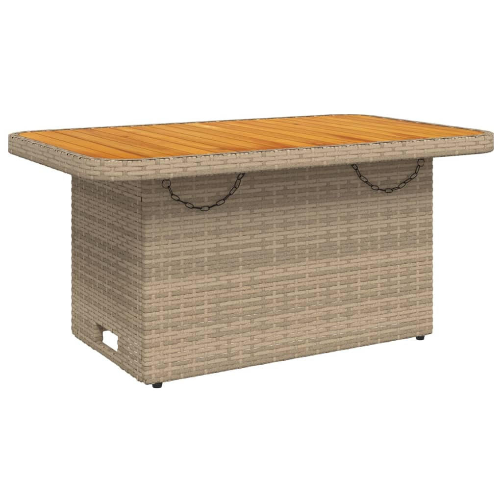 GARTENTISCH Beige 90/55/71 Cm Poly Rattan Und Akazienholz - Beige, Kunststoff (90/55/71cm) - vidaXL