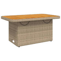 GARTENTISCH Beige 90/55/71 Cm Poly Rattan Und Akazienholz - Beige, Kunststoff (90/55/71cm) - vidaXL