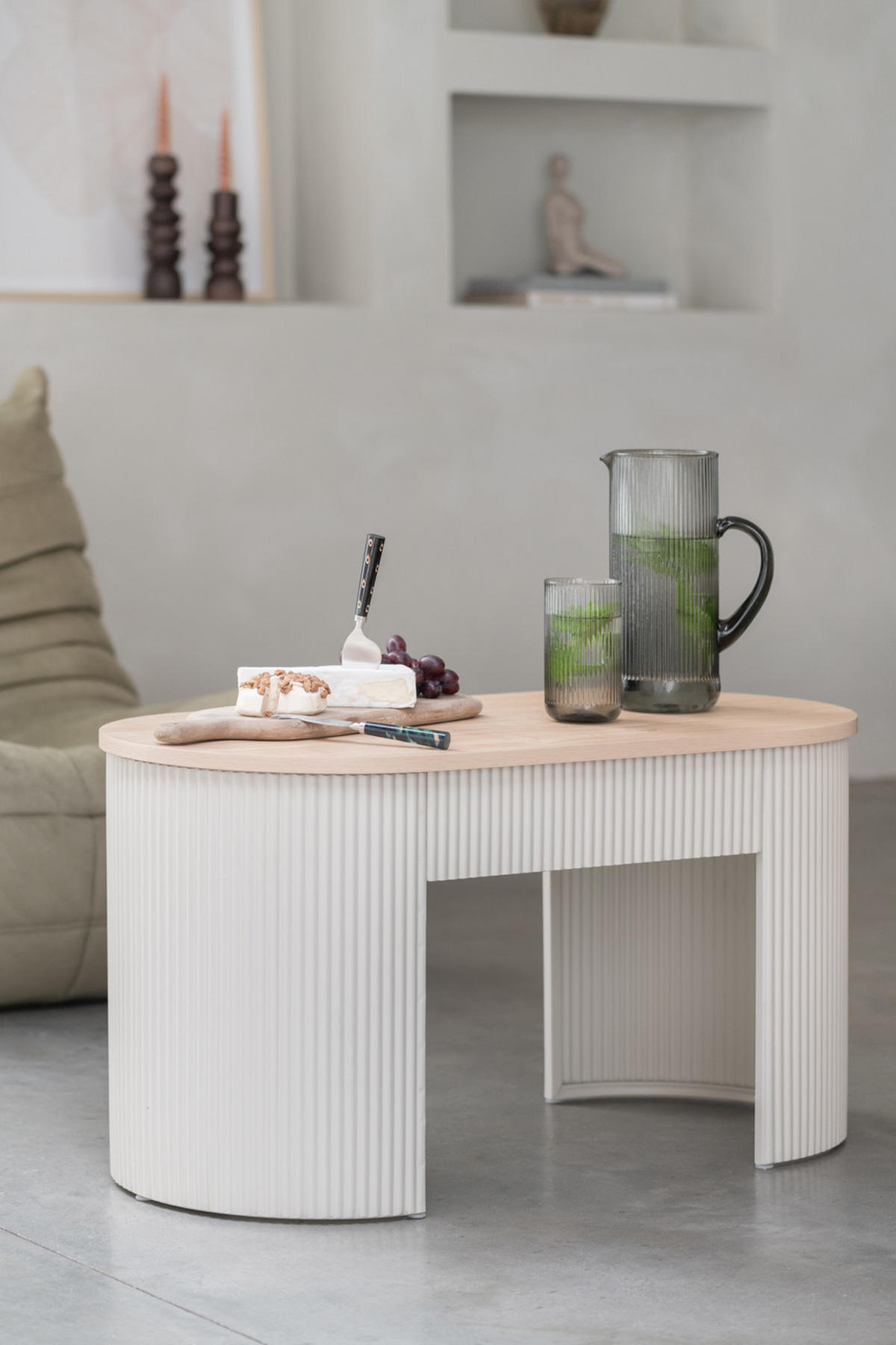 HOCKER Estriado Grau 80/40/42 cm - Grau, Metall (40/42/80cm) - Leitmotiv