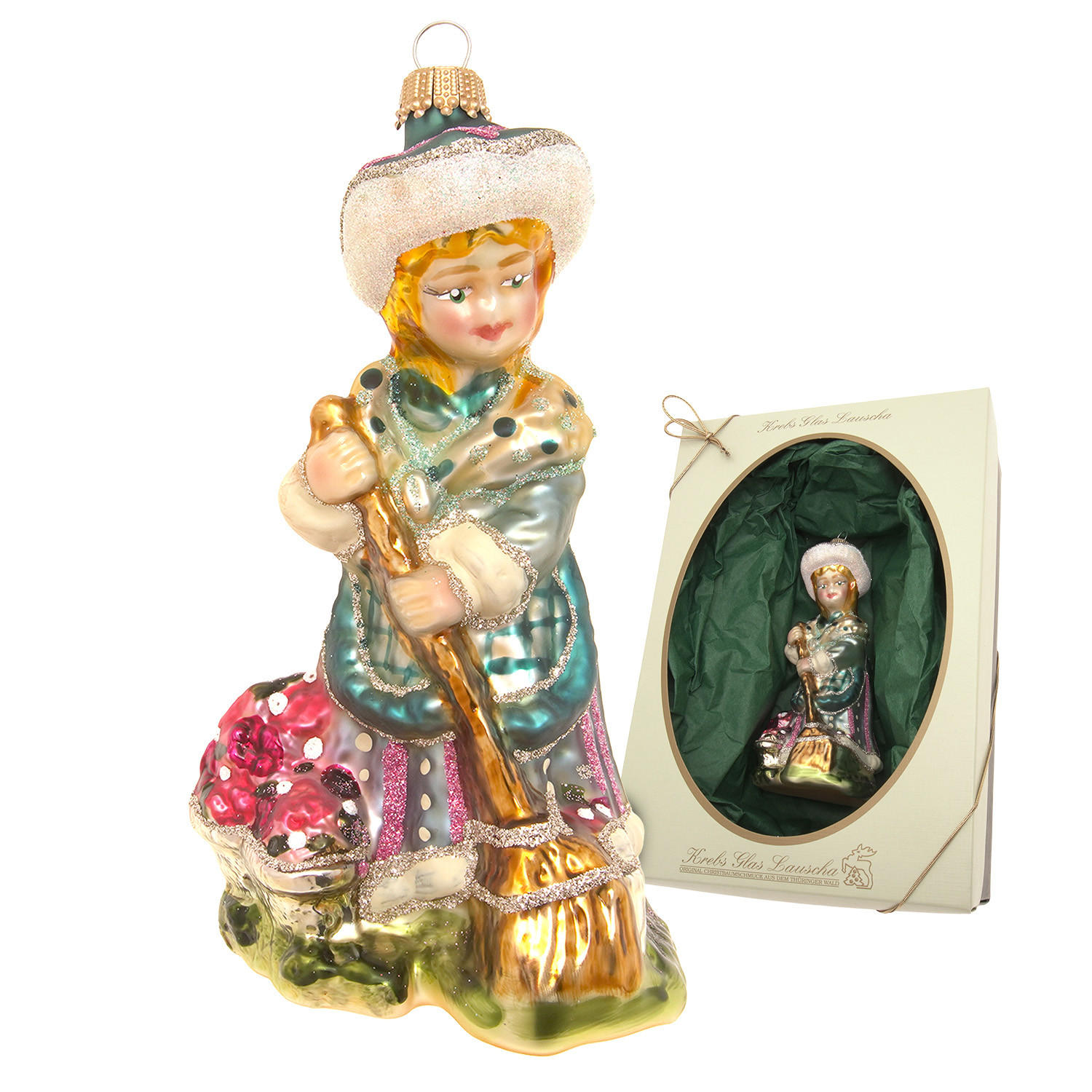CHRISTBAUMSCHMUCK Biedermeier Tatjana Mehrfarbig 13cm (Glas / 1 Stk.) - Multicolor, Glas (7/13/5cm) - Krebs Glas Lauscha