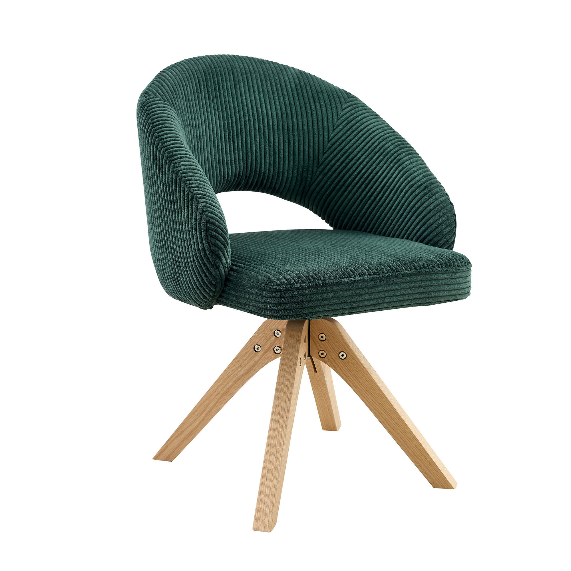 STUHL 2er-Set drehbar Samt Dunkelgrün Massivholz - Dunkelgrün, Holz (49/84/46cm) - Meubliv
