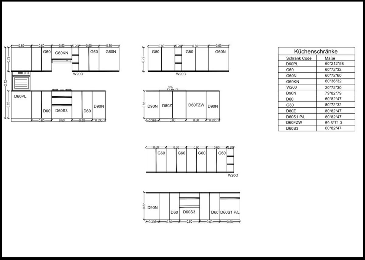 WINKELKÜCHE 320 cm x 200 x 320 cm - Aspen KA19-M320 - in Grau/Hochglanz - Grau, Holz (860/212/58cm)