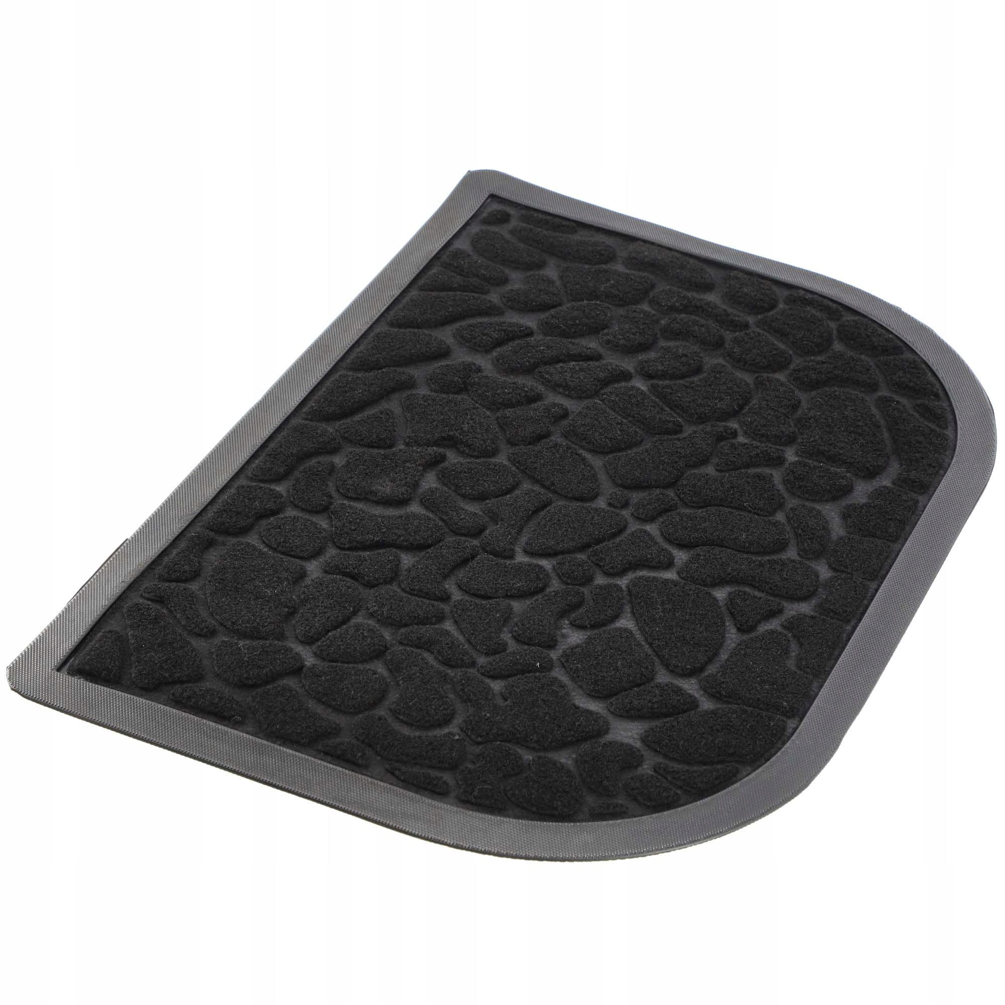 FUSSMATTE 60 x 40 cm, halbrund - Schwarz, Kunststoff (60/40cm) - KADAX