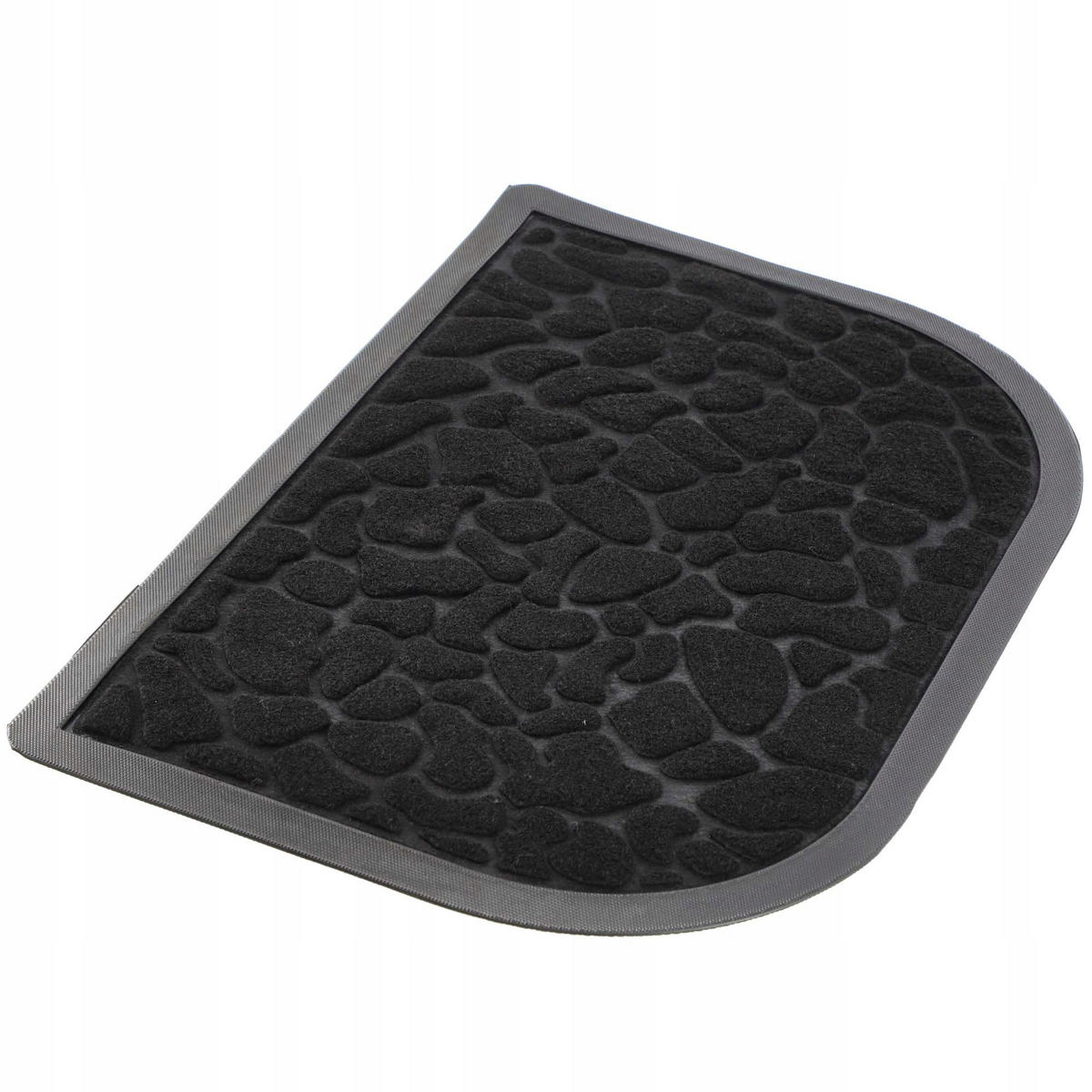 FUSSMATTE 60 x 40 cm, halbrund - Schwarz, Kunststoff (60/40cm) - KADAX